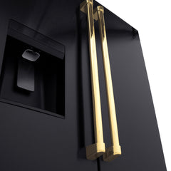 ZLINE Autograph Edition 36 in. 28.9 cu. ft. Standard-Depth French Door External Water Dispenser Refrigerator with Dual Ice Maker in Black Stainless Steel and Polished Gold Handles - RSMZ-W-36-BS-G - The Home Selection
