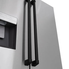 ZLINE Autograph Edition 36 in. 28.9 cu. ft. Standard-Depth French Door External Water Dispenser Refrigerator with Dual Ice Maker in Fingerprint Resistant Stainless Steel and Champagne Bronze Handles - RSMZ-W-36 - The Home Selection