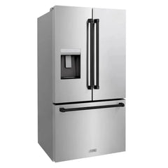 ZLINE Autograph Edition 36 in. 28.9 cu. ft. Standard-Depth French Door External Water Dispenser Refrigerator with Dual Ice Maker in Fingerprint Resistant Stainless Steel and Champagne Bronze Handles - RSMZ-W-36 - The Home Selection
