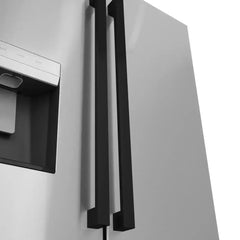 ZLINE Autograph Edition 36 in. 28.9 cu. ft. Standard-Depth French Door External Water Dispenser Refrigerator with Dual Ice Maker in Fingerprint-Resistant Stainless Steel and Matte Black Modern Handles - RSMZ-W-36-FMB - The Home Selection