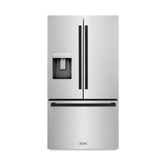 ZLINE Autograph Edition 36 in. 28.9 cu. ft. Standard-Depth French Door External Water Dispenser Refrigerator with Dual Ice Maker in Fingerprint-Resistant Stainless Steel and Matte Black Modern Handles - RSMZ-W-36-FMB - The Home Selection