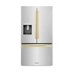 ZLINE Autograph Edition 36 in. 28.9 cu. ft. Standard-Depth French Door External Water Dispenser Refrigerator with Dual Ice Maker in Fingerprint Resistant Stainless Steel - RSMZ-W-36 - The Home Selection