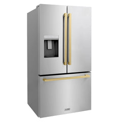 ZLINE Autograph Edition 36 in. 28.9 cu. ft. Standard-Depth French Door External Water Dispenser Refrigerator with Dual Ice Maker in Fingerprint Resistant Stainless Steel - RSMZ-W-36 - The Home Selection