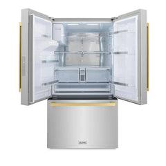 ZLINE Autograph Edition 36 in. 28.9 cu. ft. Standard-Depth French Door External Water Dispenser Refrigerator with Dual Ice Maker in Fingerprint Resistant Stainless Steel - RSMZ-W-36 - The Home Selection
