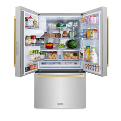 ZLINE Autograph Edition 36 in. 28.9 cu. ft. Standard-Depth French Door External Water Dispenser Refrigerator with Dual Ice Maker in Fingerprint Resistant Stainless Steel - RSMZ-W-36 - The Home Selection