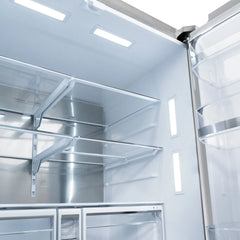 ZLINE Autograph Edition 36 in. 28.9 cu. ft. Standard-Depth French Door External Water Dispenser Refrigerator with Dual Ice Maker in Fingerprint Resistant Stainless Steel - RSMZ-W-36 - The Home Selection