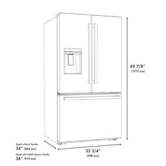 ZLINE Autograph Edition 36 in. 28.9 cu. ft. Standard-Depth French Door External Water Dispenser Refrigerator with Dual Ice Maker in Fingerprint Resistant Stainless Steel - RSMZ-W-36 - The Home Selection