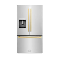 ZLINE Autograph Edition 36 in. 28.9 cu. ft. Standard-Depth French Door External Water Dispenser Refrigerator with Dual Ice Maker in Fingerprint Resistant Stainless Steel - RSMZ-W-36 - The Home Selection