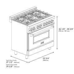 ZLINE Autograph Edition 36 in. 4.6 cu. ft. Dual Fuel Range with Gas Stove and Electric Oven in Fingerprint Resistant DuraSnow Stainless Steel with Black Matte Door - RASZ-BLM-36 - The Home Selection