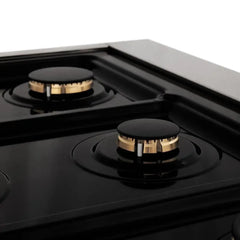 ZLINE Autograph Edition 36 in. 4.6 cu. ft. Dual Fuel Range with Gas Stove and Electric Oven in Fingerprint Resistant DuraSnow Stainless Steel with Black Matte Door - RASZ-BLM-36 - The Home Selection