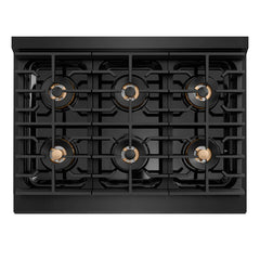 ZLINE Autograph Edition 36 in. 5.2 cu. ft. Paramount Dual Fuel Range with 6 Burner DuoPro™ Cooktop and Electric Convection Oven in Black Stainless Steel - PSDRBZ-36-K - The Home Selection