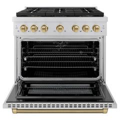 ZLINE Autograph Edition 36 in. 5.2 cu. ft. Paramount Dual Fuel Range with 6 Burner DuoPro™ Cooktop and Electric Convection Oven in Stainless Steel - PSDRZ-36-K - The Home Selection