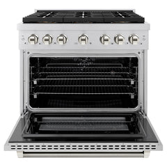 ZLINE Autograph Edition 36 in. 5.2 cu. ft. Paramount Dual Fuel Range with 6 Burner DuoPro™ Cooktop and Electric Convection Oven in Stainless Steel - PSDRZ-36-K - The Home Selection