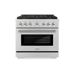 ZLINE Autograph Edition 36 in. 5.2 cu. ft. Paramount Dual Fuel Range with 6 Burner DuoPro™ Cooktop and Electric Convection Oven in Stainless Steel - PSDRZ-36-K - The Home Selection