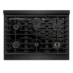 ZLINE Autograph Edition 36 in. 5.2 cu. ft. Paramount Gas Range with 6 Burner Cooktop and Convection Gas Oven in Black Stainless Steel - SGRBZ-36 - The Home Selection