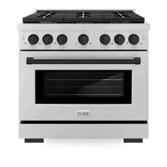 ZLINE Autograph Edition 36 in. 5.2 cu. ft. Paramount Gas Range with 6 Burner Cooktop and Convection Gas Oven in Stainless Steel - SGRZ-36-G - The Home Selection