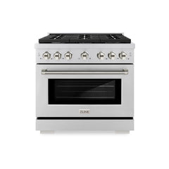 ZLINE Autograph Edition 36 in. 5.2 cu. ft. Paramount Gas Range with 6 Burner Cooktop and Convection Gas Oven in Stainless Steel - SGRZ-36-K - The Home Selection