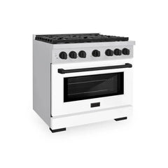 ZLINE Autograph Edition 36 in. 5.2 cu. ft. Paramount Gas Range with 6 Burner Cooktop and Convection Gas Oven in Stainless Steel with White Matte Door - SGRZ-WM-36 - The Home Selection