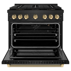 ZLINE Autograph Edition 36 in. 5.2 cu. ft. Paramount Gas Range with 6 Burner DuoPro™ Cooktop and Convection Gas Oven in Black Stainless Steel - PSGRBZ-36-K - The Home Selection