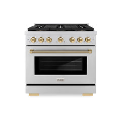 ZLINE Autograph Edition 36 in. 5.2 cu. ft. Paramount Gas Range with 6 Burner DuoPro™ Cooktop and Convection Gas Oven in Stainless Steel - PSGRZ-36-K - The Home Selection