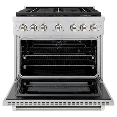ZLINE Autograph Edition 36 in. 5.2 cu. ft. Paramount Gas Range with 6 Burner DuoPro™ Cooktop and Convection Gas Oven in Stainless Steel - PSGRZ-36-K - The Home Selection