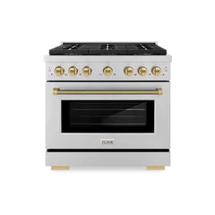 ZLINE Autograph Edition 36 in. 5.2 cu. ft. Paramount Gas Range with 6 Burner DuoPro™ Cooktop and Convection Gas Oven in Stainless Steel - PSGRZ-36-K - The Home Selection
