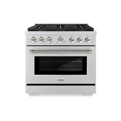 ZLINE Autograph Edition 36 in. 5.2 cu. ft. Paramount Gas Range with 6 Burner DuoPro™ Cooktop and Convection Gas Oven in Stainless Steel - PSGRZ-36-K - The Home Selection