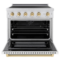 ZLINE Autograph Edition 36 in. 5.2 cu. ft. Paramount Induction Range with 5 Element Cooktop and Electric Convection Oven - SINR - The Home Selection