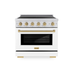 ZLINE Autograph Edition 36 in. 5.2 cu. ft. Paramount Induction Range with 5 Element Cooktop and Electric Convection Oven - SINR - The Home Selection