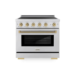 ZLINE Autograph Edition 36 in. 5.2 cu. ft. Paramount Induction Range with 5 Element Cooktop and Electric Convection Oven - SINR - The Home Selection