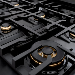 ZLINE Autograph Edition 36 in. 5.2 cu. ft. Select Dual Fuel Range with 6 Burner Gas Cooktop and Electric Convection Oven in Black Stainless Steel - HDRBZ-36 - The Home Selection