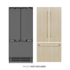 ZLINE Autograph Edition 36 Inch 19.6 cu. ft. Panel Ready French Door Built-In Bottom Freezer Refrigerator with Water Dispenser and Ice Maker with Stainless Steel Interior - SRBIVZ - The Home Selection