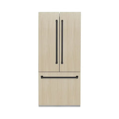 ZLINE Autograph Edition 36 Inch 19.6 cu. ft. Panel Ready French Door Built-In Bottom Freezer Refrigerator with Water Dispenser and Ice Maker with Stainless Steel Interior - SRBIVZ - The Home Selection