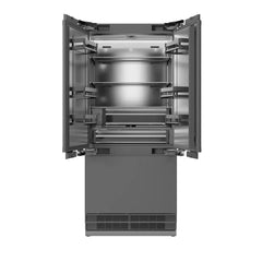 ZLINE Autograph Edition 36 Inch 19.6 cu. ft. Panel Ready French Door Built-In Bottom Freezer Refrigerator with Water Dispenser and Ice Maker with Stainless Steel Interior - SRBIVZ - The Home Selection