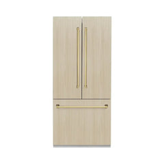 ZLINE Autograph Edition 36 Inch 19.6 cu. ft. Panel Ready French Door Built-In Bottom Freezer Refrigerator with Water Dispenser and Ice Maker with Stainless Steel Interior - SRBIVZ - The Home Selection