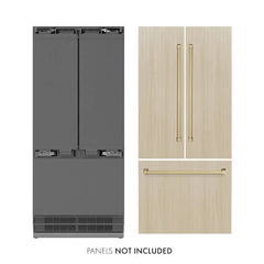 ZLINE Autograph Edition 36 Inch 19.6 cu. ft. Panel Ready French Door Built-In Bottom Freezer Refrigerator with Water Dispenser and Ice Maker with Stainless Steel Interior - SRBIVZ - The Home Selection