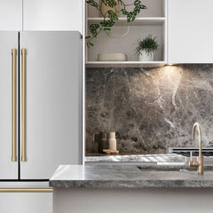 ZLINE Autograph Edition 36 Inch 22.5 cu. ft. Counter-Depth French Door Refrigerator with Ice Maker in Fingerprint-Resistant Stainless Steel and Traditional Handles - RFMZ-36 - The Home Selection