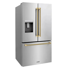ZLINE Autograph Edition 36-Inch 28.9 cu. ft. Standard-Depth French Door Refrigerator with Dual Ice Maker and External Water Dispenser in Fingerprint-Resistant Stainless Steel - RSMZ-W-36-K - The Home Selection