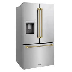 ZLINE Autograph Edition 36-Inch 28.9 cu. ft. Standard-Depth French Door Refrigerator with Dual Ice Maker and External Water Dispenser in Fingerprint-Resistant Stainless Steel - RSMZ-W-36-K - The Home Selection