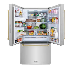 ZLINE Autograph Edition 36-Inch 28.9 cu. ft. Standard-Depth French Door Refrigerator with Dual Ice Maker and External Water Dispenser in Fingerprint-Resistant Stainless Steel - RSMZ-W-36-K - The Home Selection