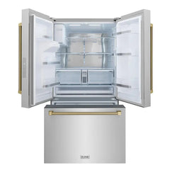 ZLINE Autograph Edition 36-Inch 28.9 cu. ft. Standard-Depth French Door Refrigerator with Dual Ice Maker and External Water Dispenser in Fingerprint-Resistant Stainless Steel - RSMZ-W-36-K - The Home Selection