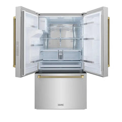 ZLINE Autograph Edition 36-Inch 28.9 cu. ft. Standard-Depth French Door Refrigerator with Dual Ice Maker and External Water Dispenser in Fingerprint-Resistant Stainless Steel - RSMZ-W-36-K - The Home Selection
