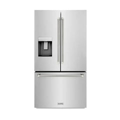 ZLINE Autograph Edition 36-Inch 28.9 cu. ft. Standard-Depth French Door Refrigerator with Dual Ice Maker and External Water Dispenser in Fingerprint-Resistant Stainless Steel - RSMZ-W-36-K - The Home Selection