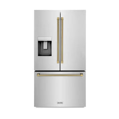 ZLINE Autograph Edition 36-Inch 28.9 cu. ft. Standard-Depth French Door Refrigerator with Dual Ice Maker and External Water Dispenser in Fingerprint-Resistant Stainless Steel - RSMZ-W-36-K - The Home Selection