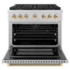 ZLINE Autograph Edition 36-Inch 5.2 cu. ft. Paramount Dual Fuel Range with 6 Italian Burners, Convection Oven - SDRZ-36-KC - The Home Selection