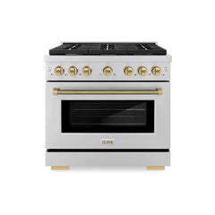 ZLINE Autograph Edition 36-Inch 5.2 cu. ft. Paramount Dual Fuel Range with 6 Italian Burners, Convection Oven - SDRZ-36-KC - The Home Selection
