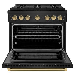 ZLINE Autograph Edition 36-Inch 5.2 cu. ft. Paramount Dual Fuel Range with 6 Italian Burners, Electric Convection Oven - SDRBZ-36-KC - The Home Selection