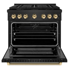 ZLINE Autograph Edition 36-Inch 5.2 cu. ft. Paramount Dual Fuel Range with 6 Italian Burners, Electric Convection Oven - SDRBZ-36-KC - The Home Selection