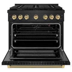 ZLINE Autograph Edition 36-Inch 5.2 cu. ft. Paramount Gas Range with 6 Italian Burners, Convection Gas Oven - SGRBZ-36-K - The Home Selection