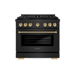 ZLINE Autograph Edition 36-Inch 5.2 cu. ft. Paramount Gas Range with 6 Italian Burners, Convection Gas Oven - SGRBZ-36-K - The Home Selection